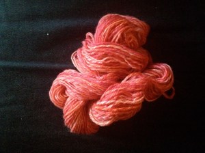 138 yards spun from punis by Unwind Yarn Company